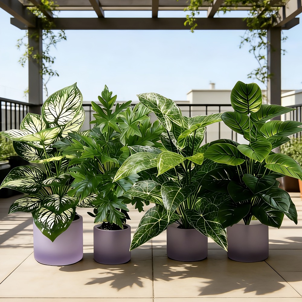 Dracaena Marginata - 4-teiliges Set Künstliche Pflanzen mit 48