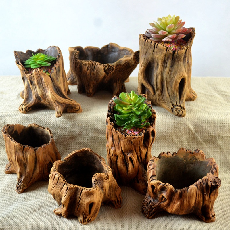 Echeveria Succulent - Nachahmung Holzpfähle Baumwurzeln Pflanzenpflanzen Topfpflanzen Retro